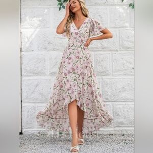 JJs House Pink Floral High Low Dress